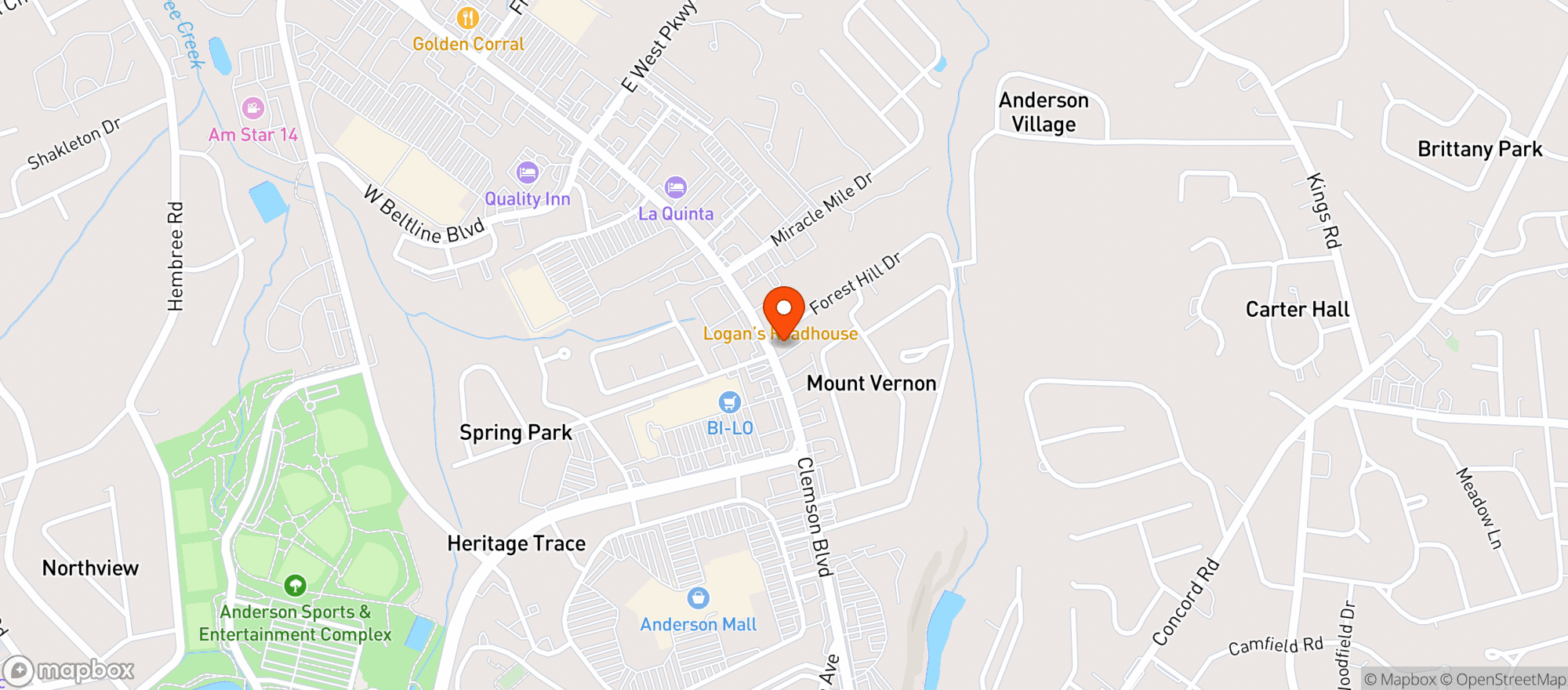 Map showing Vitamin Shoppe - Anderson