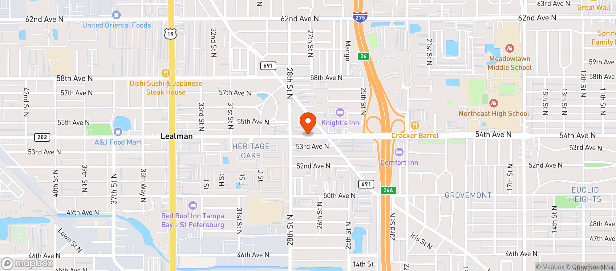 Map showing Kava House Brands - 54th Ave