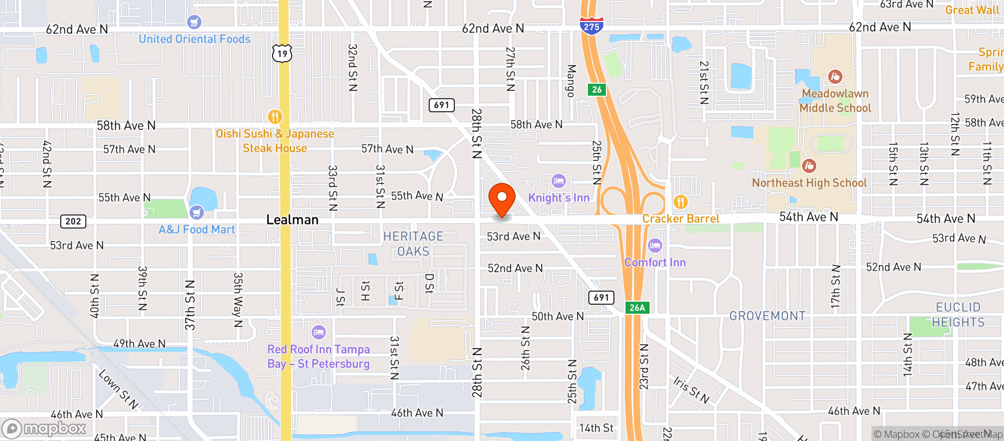 Map showing 54th Avenue Deli Mart