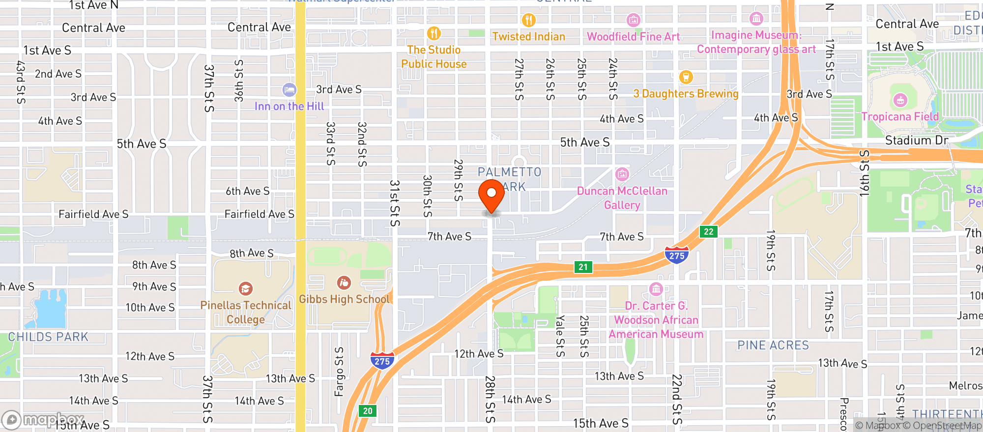Map showing St Pete Athletic