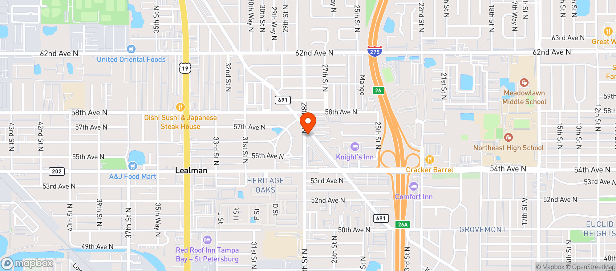 Map showing Crossroad Package Liquors