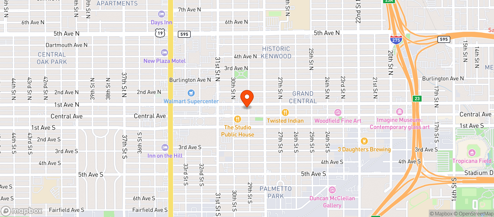 Map showing Cappys Pizza