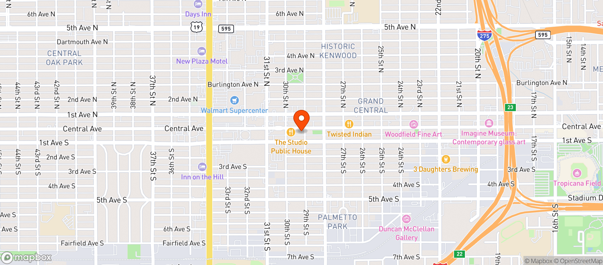 Map showing Mutts And Martinis