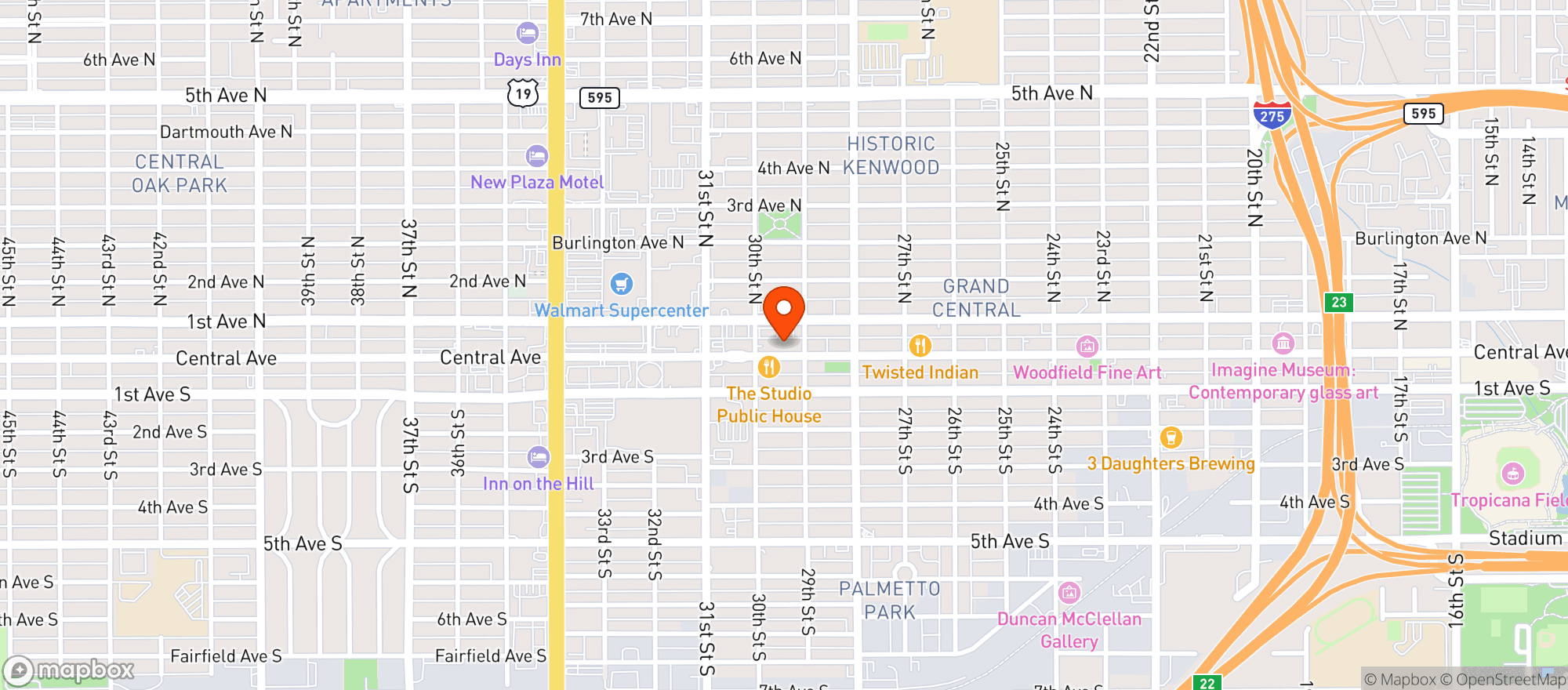 Map showing Hawthorne Bottle Shoppe