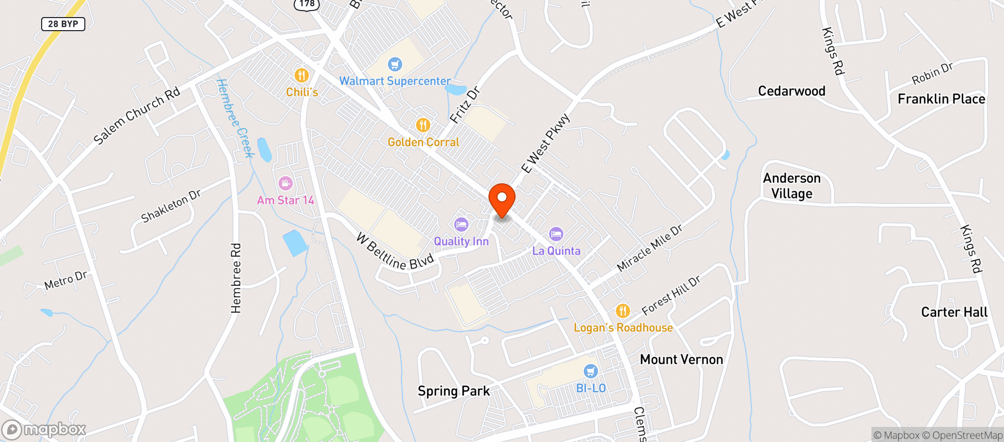 Map showing Applebees Neighborhood Grill & Bar