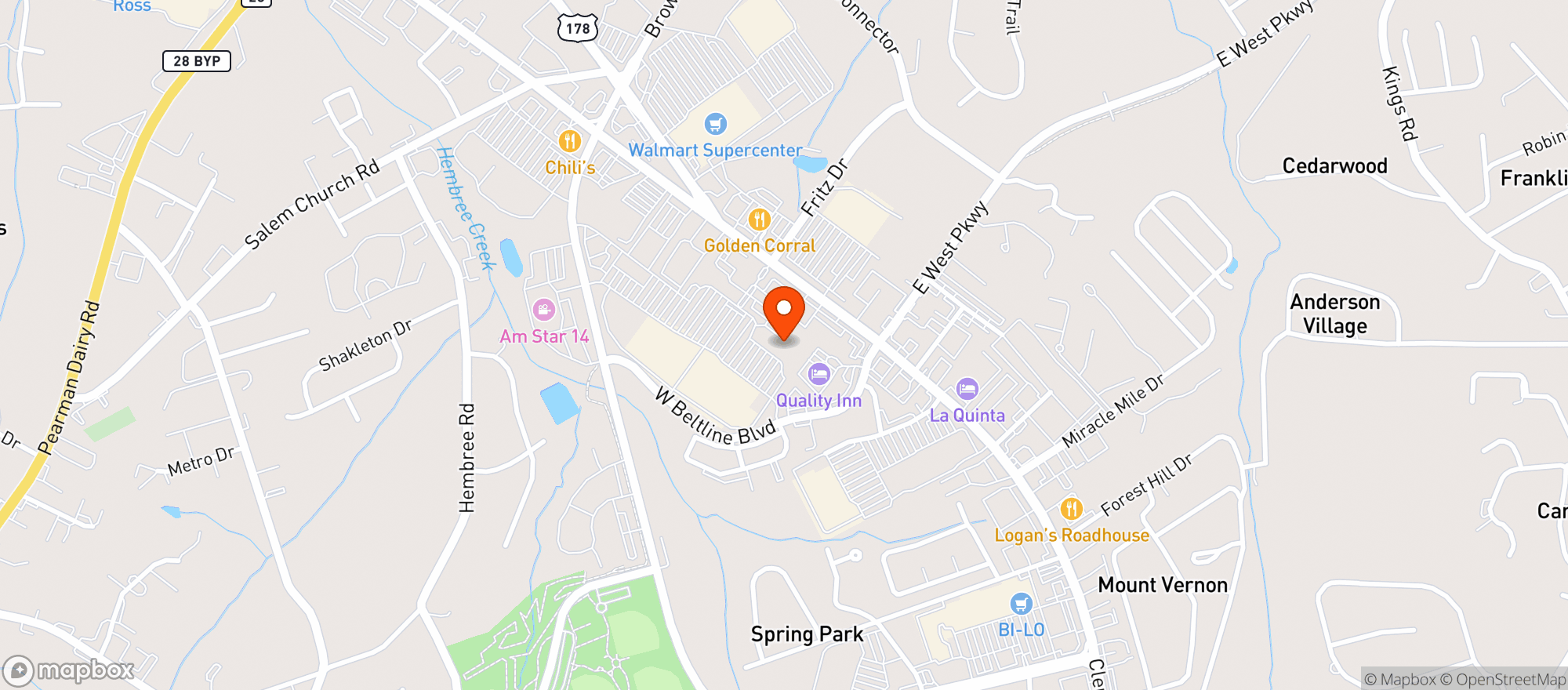 Map showing Anderson Beverage Center (Gvl)