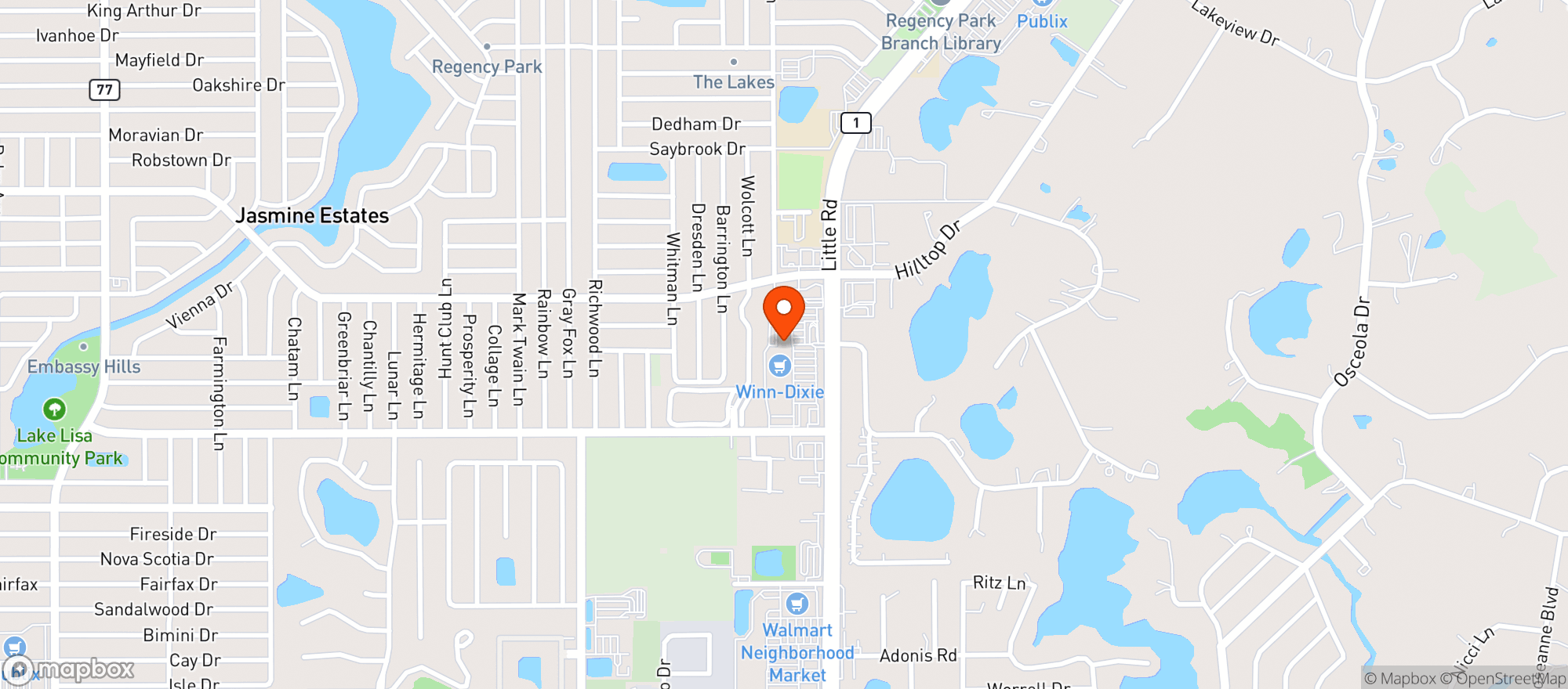 Map showing Winn Dixie Liquor 2460