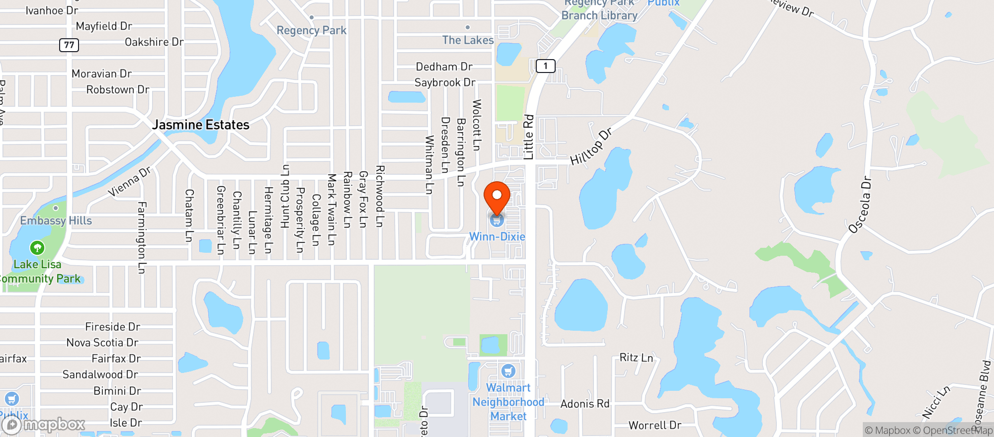 Map showing Winn Dixie 2459