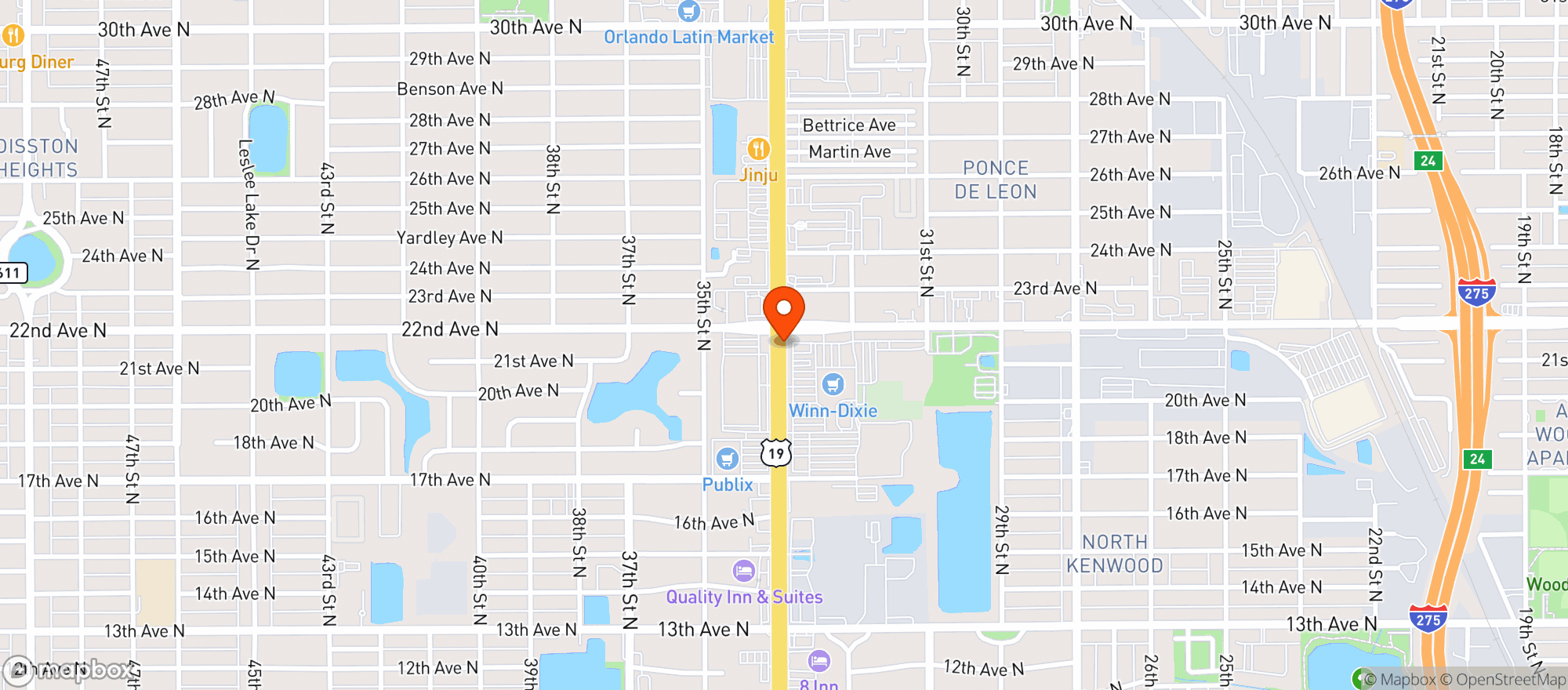 Map showing Winn Dixie