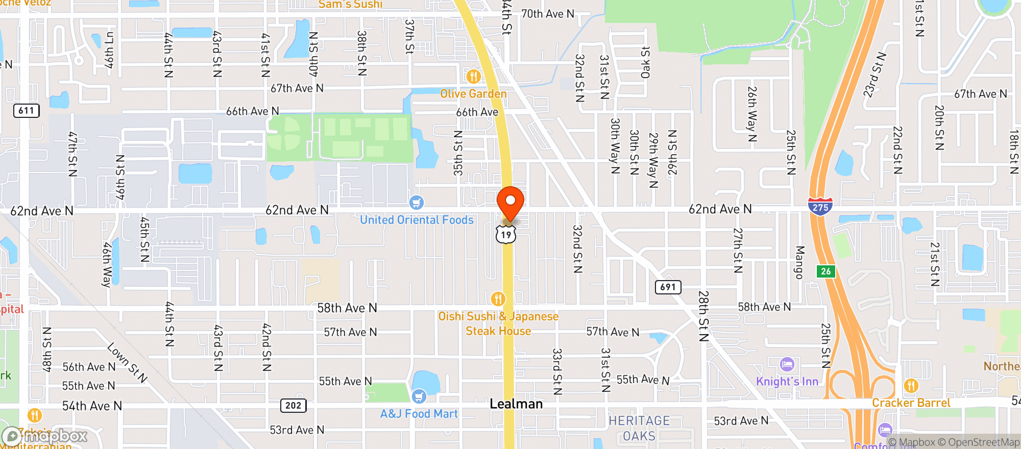 Map showing Red Lobster