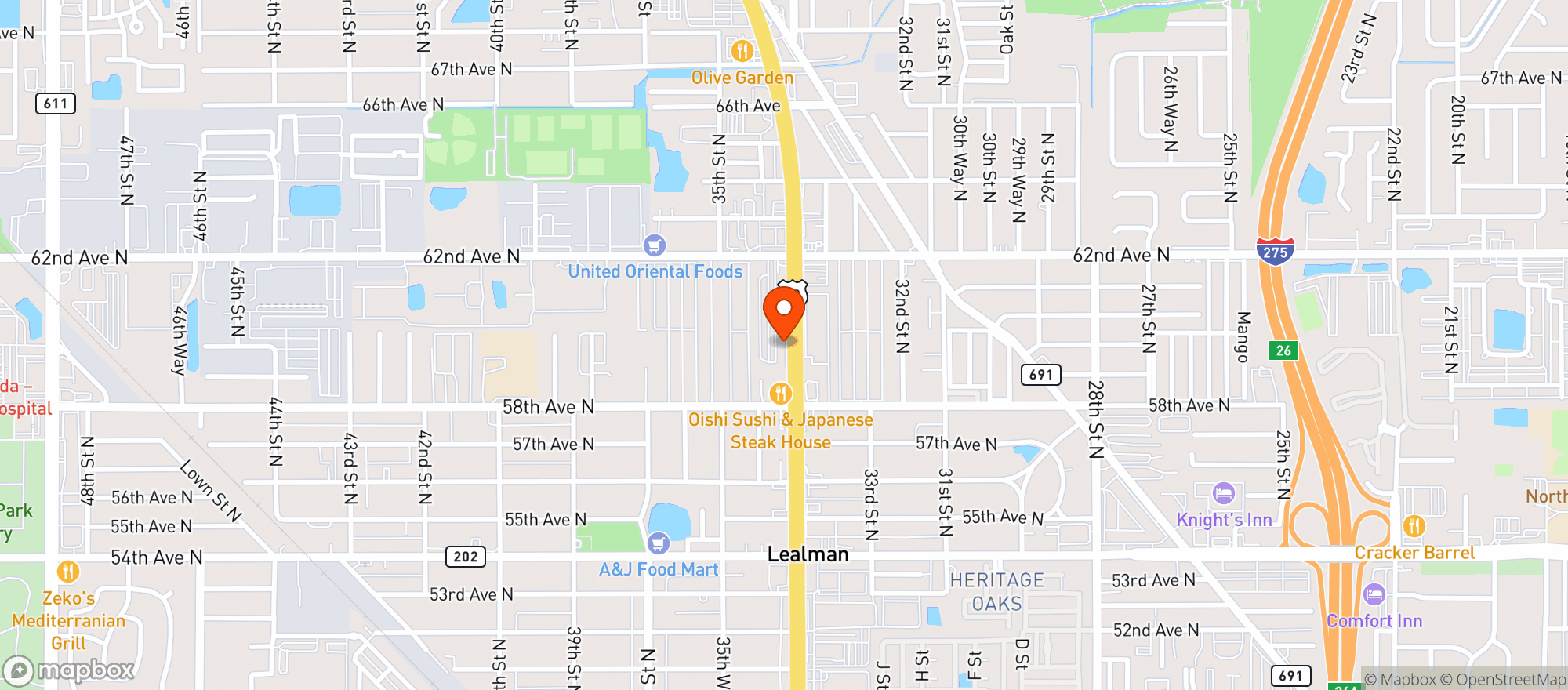 Map showing Roadhouse Pub