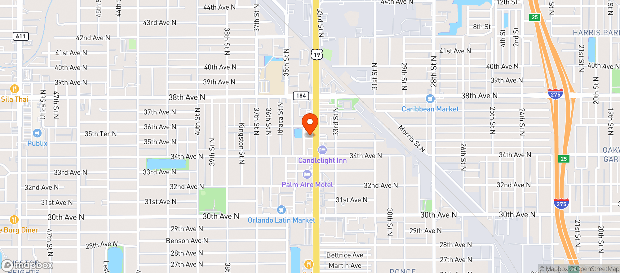 Map showing Jimmys Sports Bar