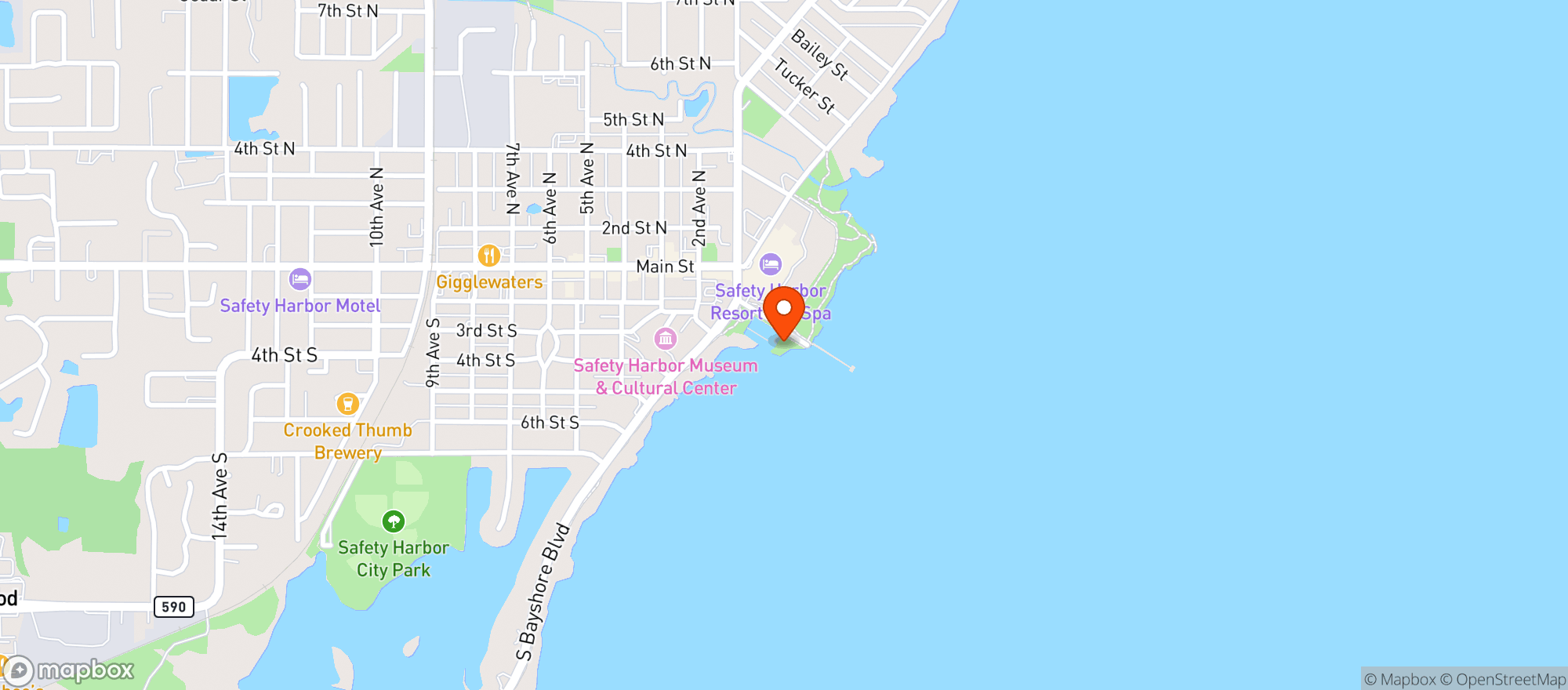 Map showing Safety Harbor Waterfront Park