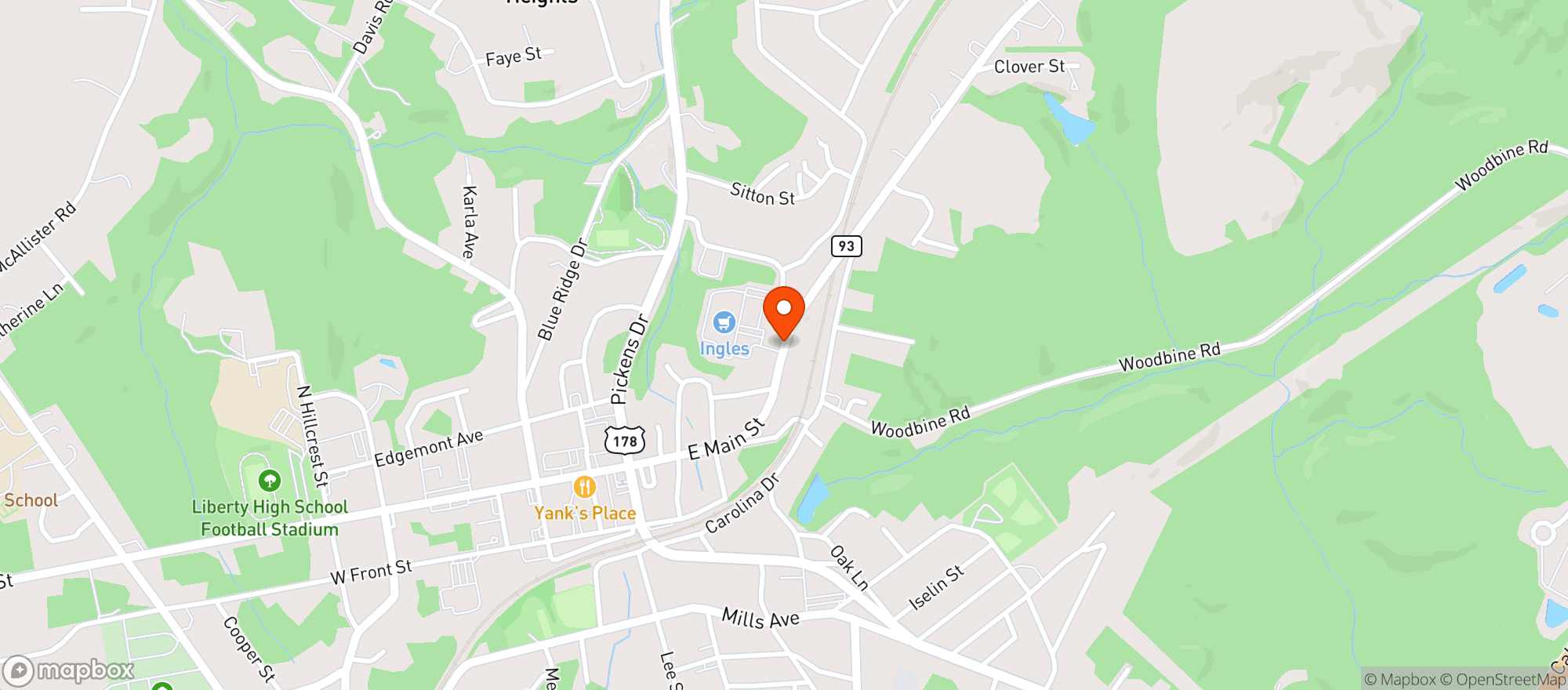 Map showing Ingles Supermarket