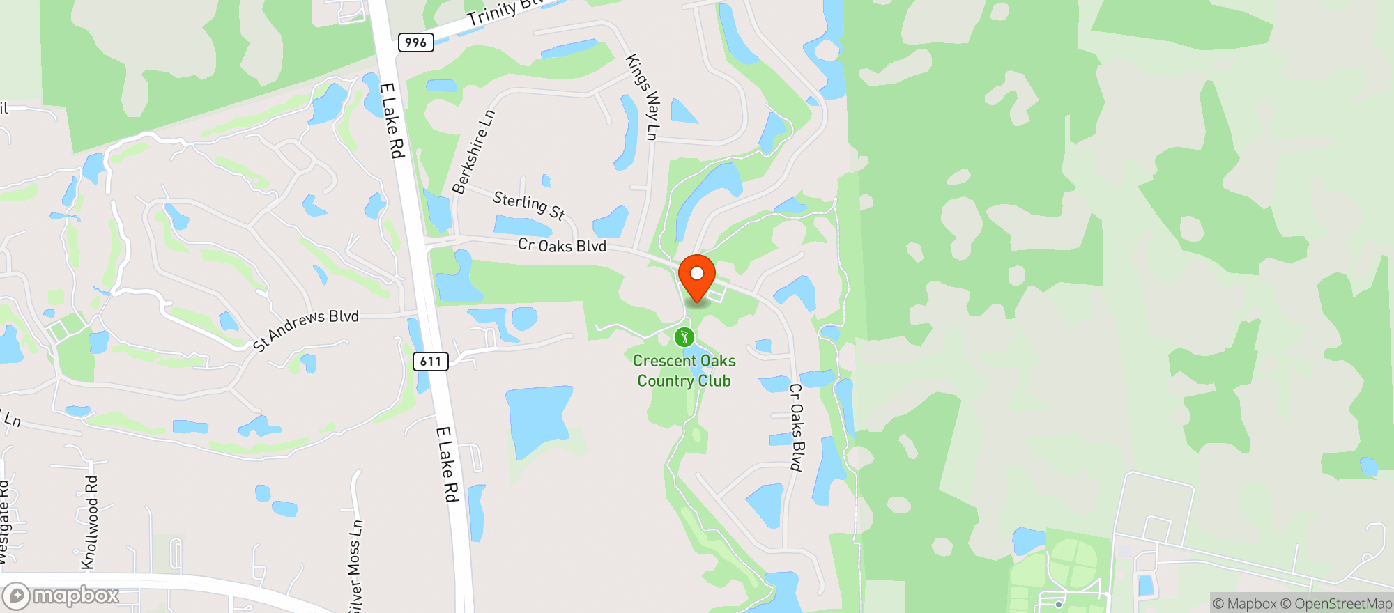 Map showing Crescent Oaks Country Club