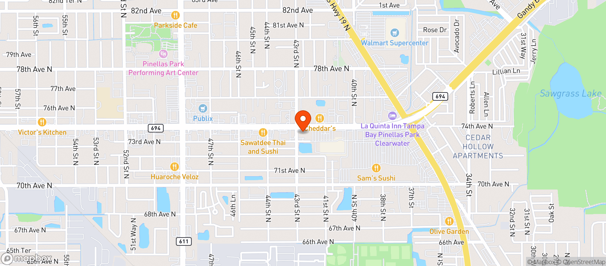 Map showing Florida's Natural Farmacy Pinellas Park