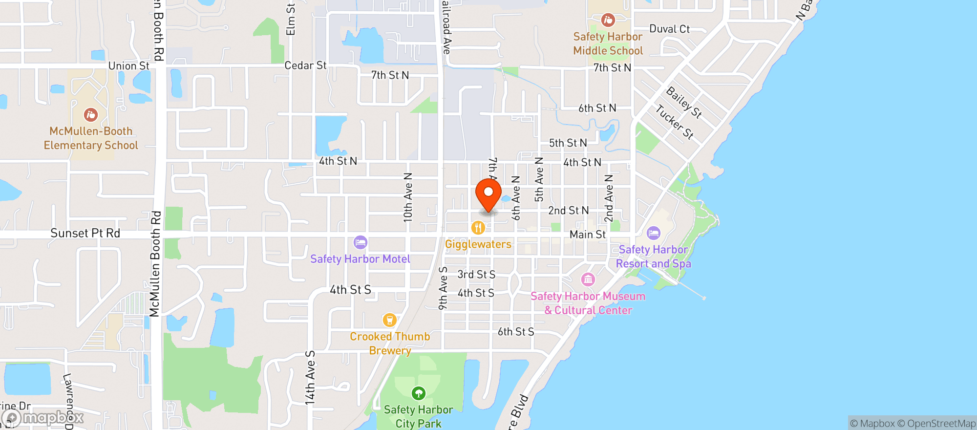 Map showing Safety Harbor Art & Music Center
