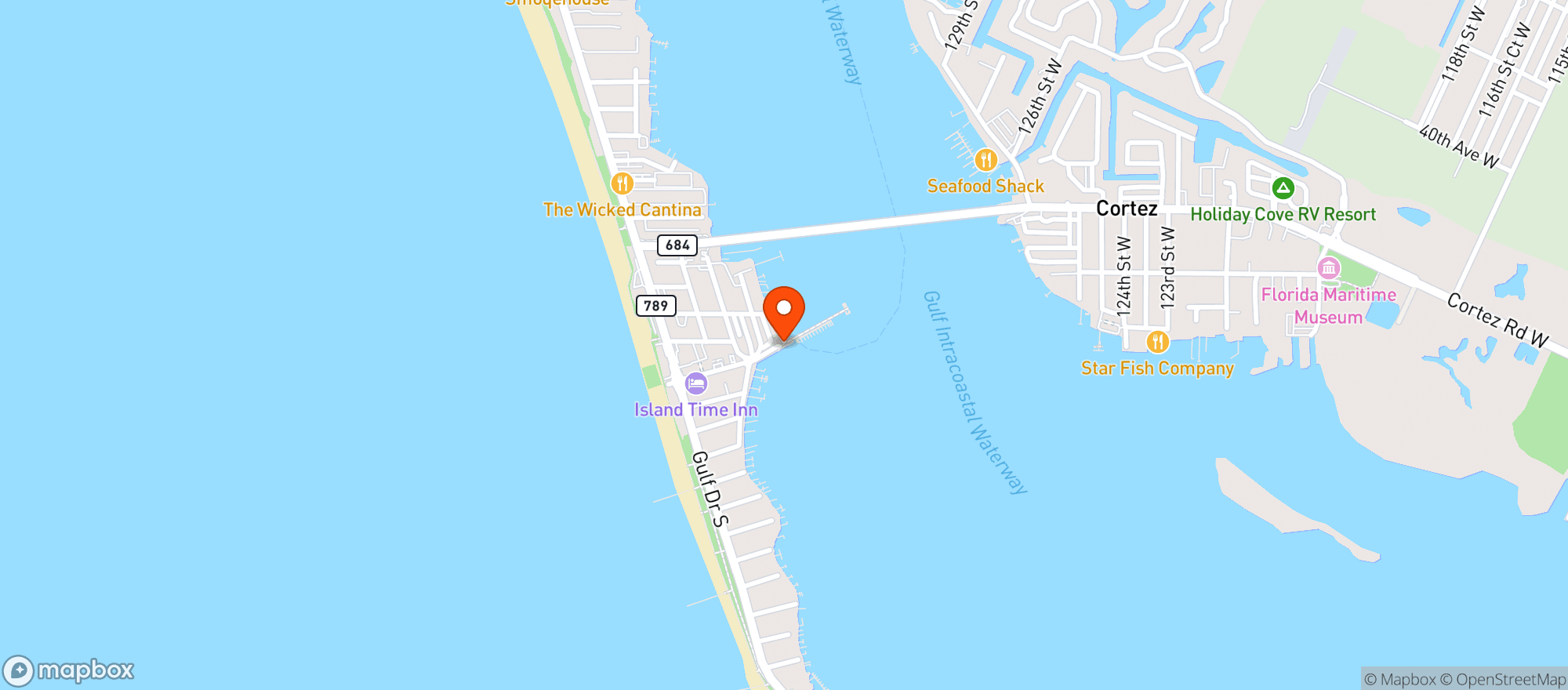 Map showing Anna Maria Oyster Bar On The Pier
