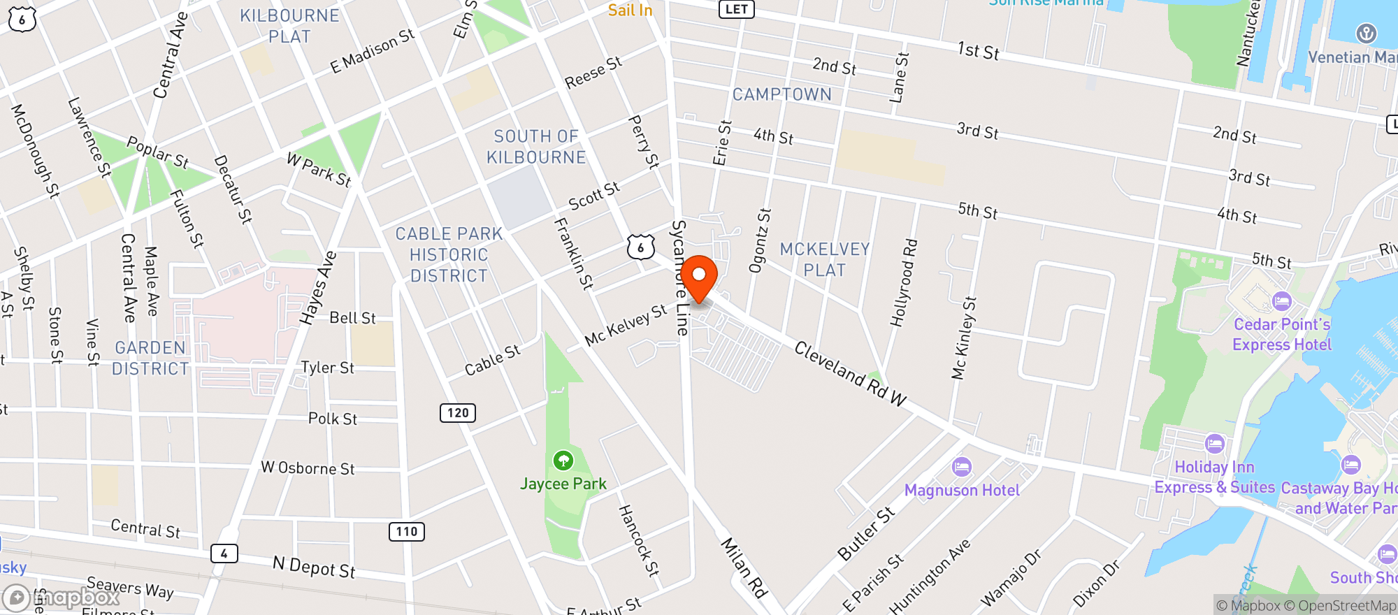 Map showing The Brick Oven Bistro