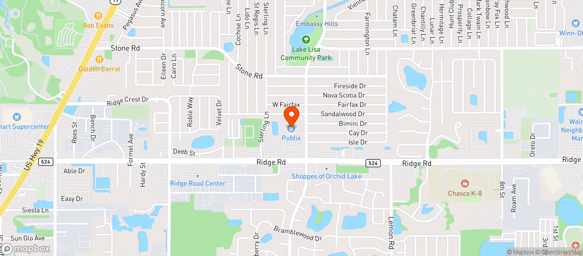 Map showing Publix