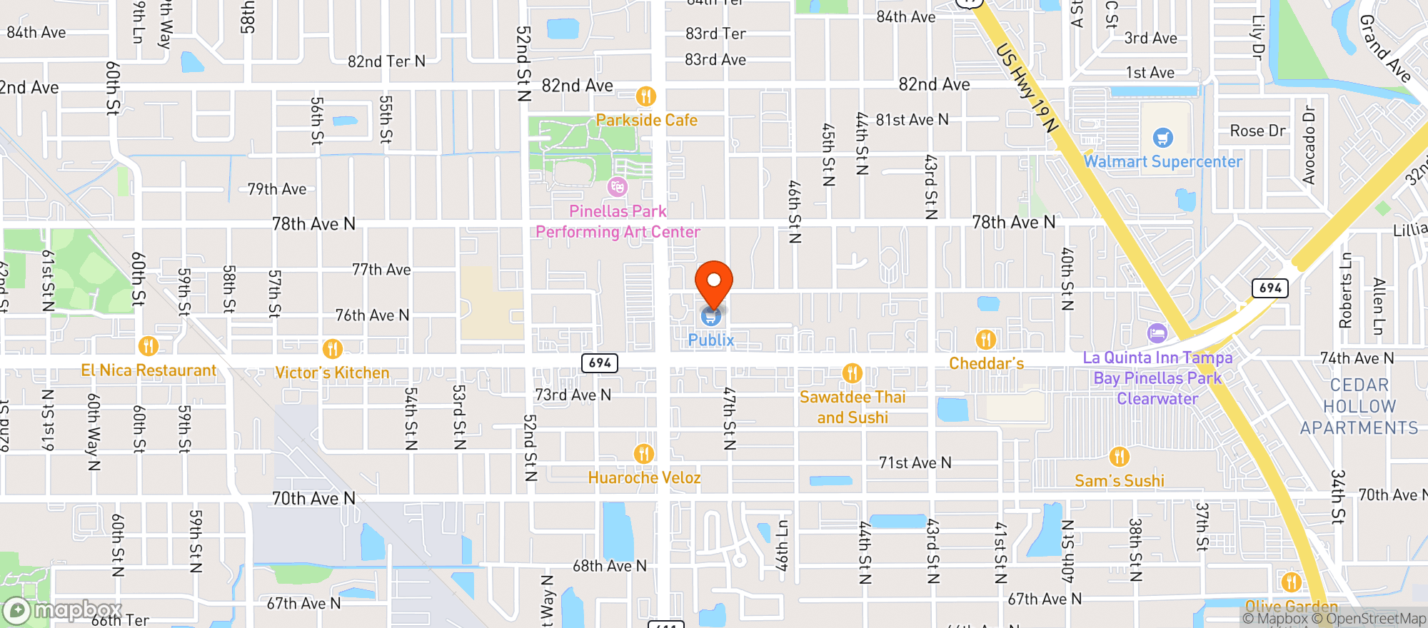 Map showing Publix