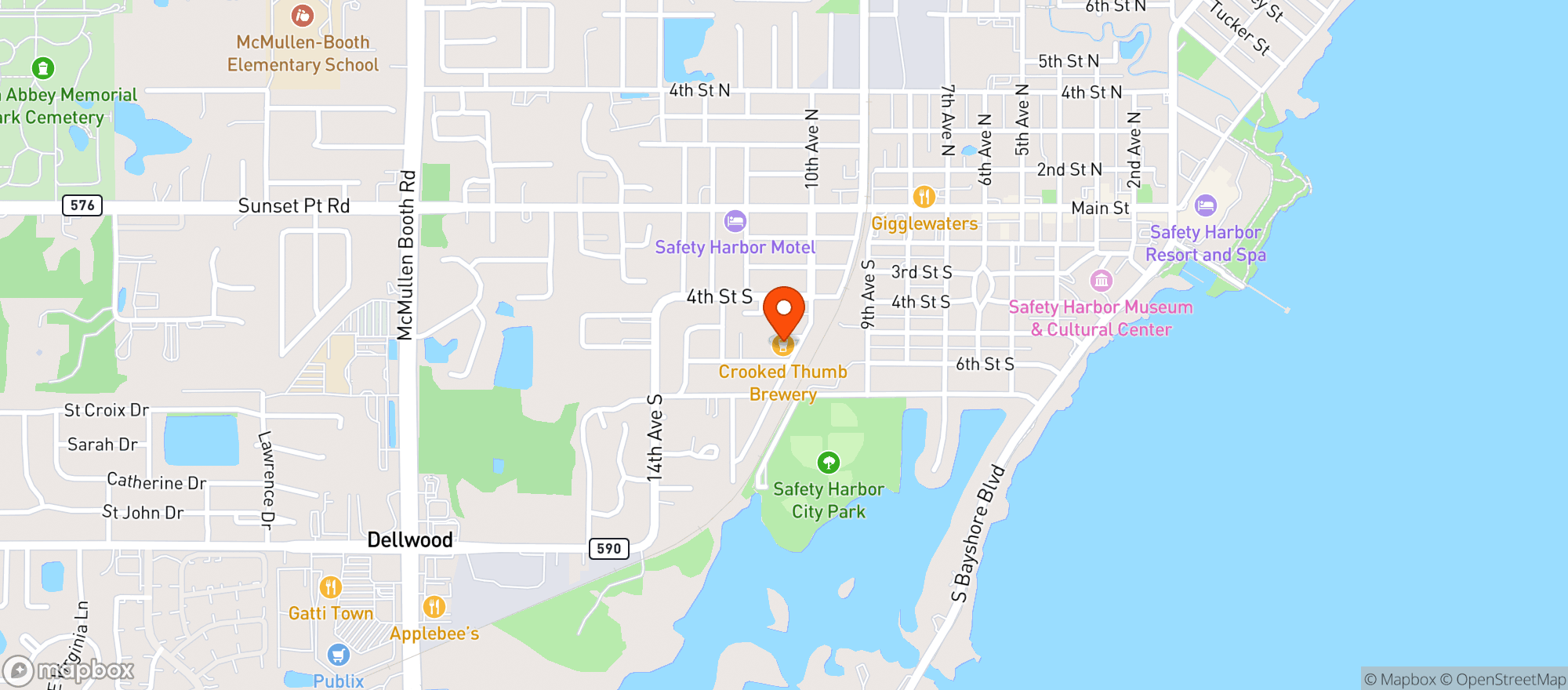 Map showing Crooked Thumb Brewery