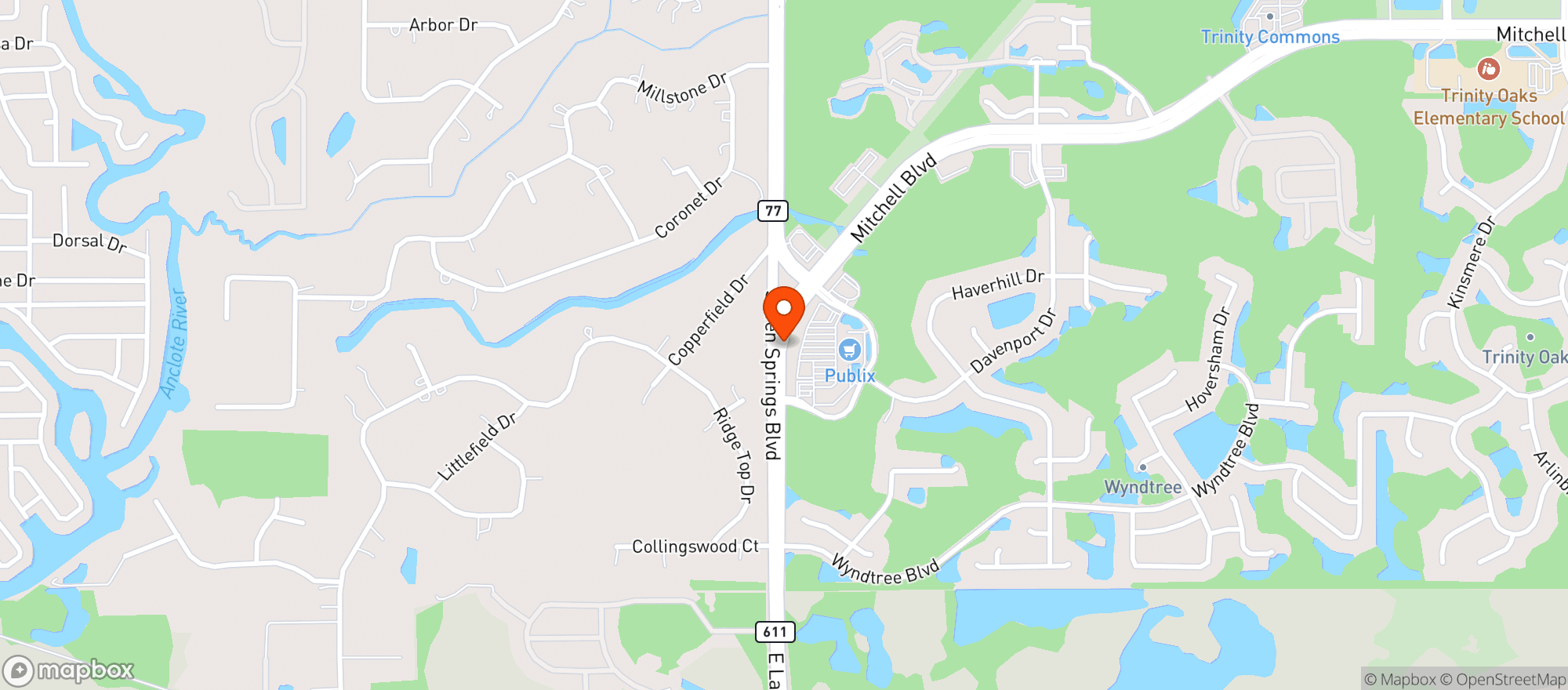 Map showing Publix Super Market