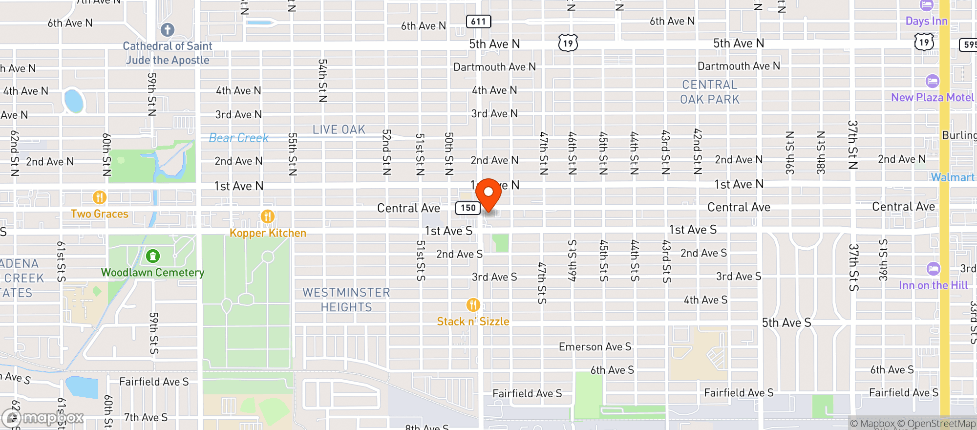 Map showing Central 49