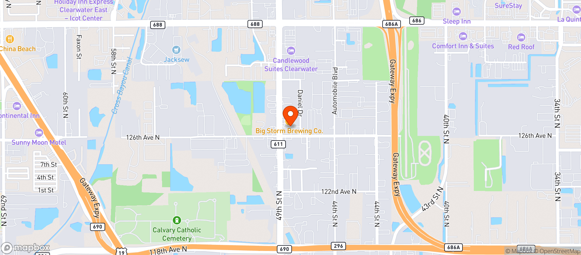 Map showing Big Storm Brewing Co. - Clearwater