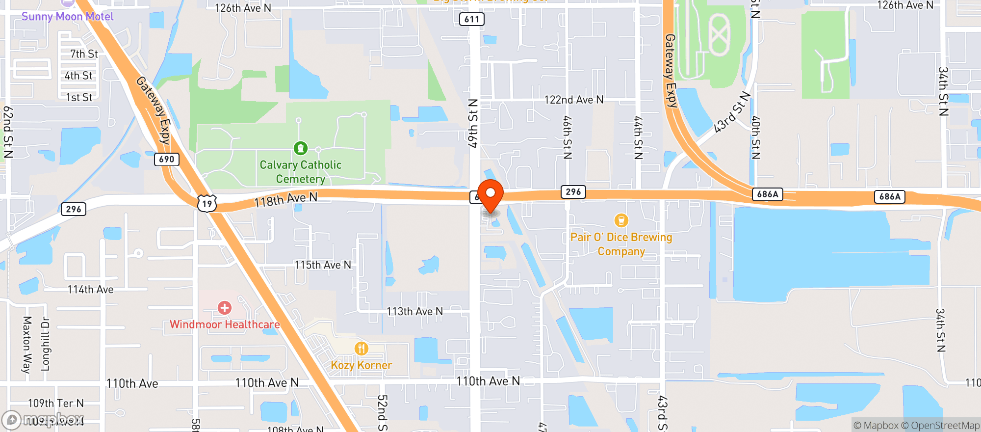 Map showing Circle K #6622