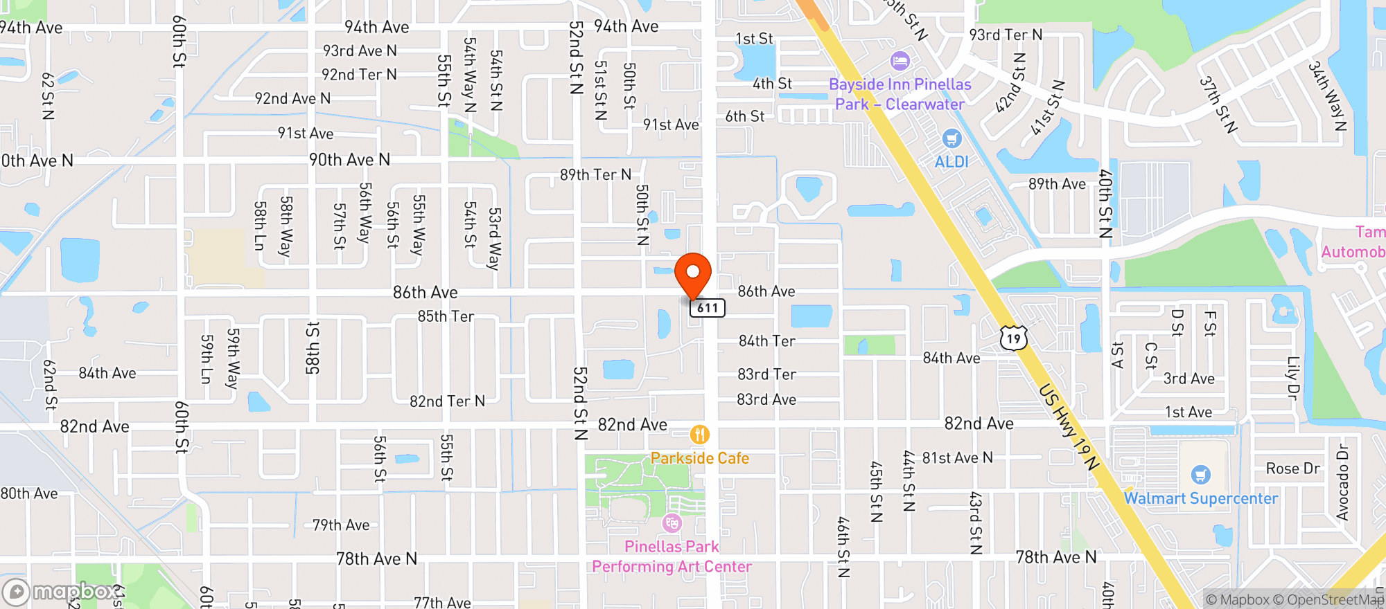 Map showing Rainbow Food Mart (pinellas Park)