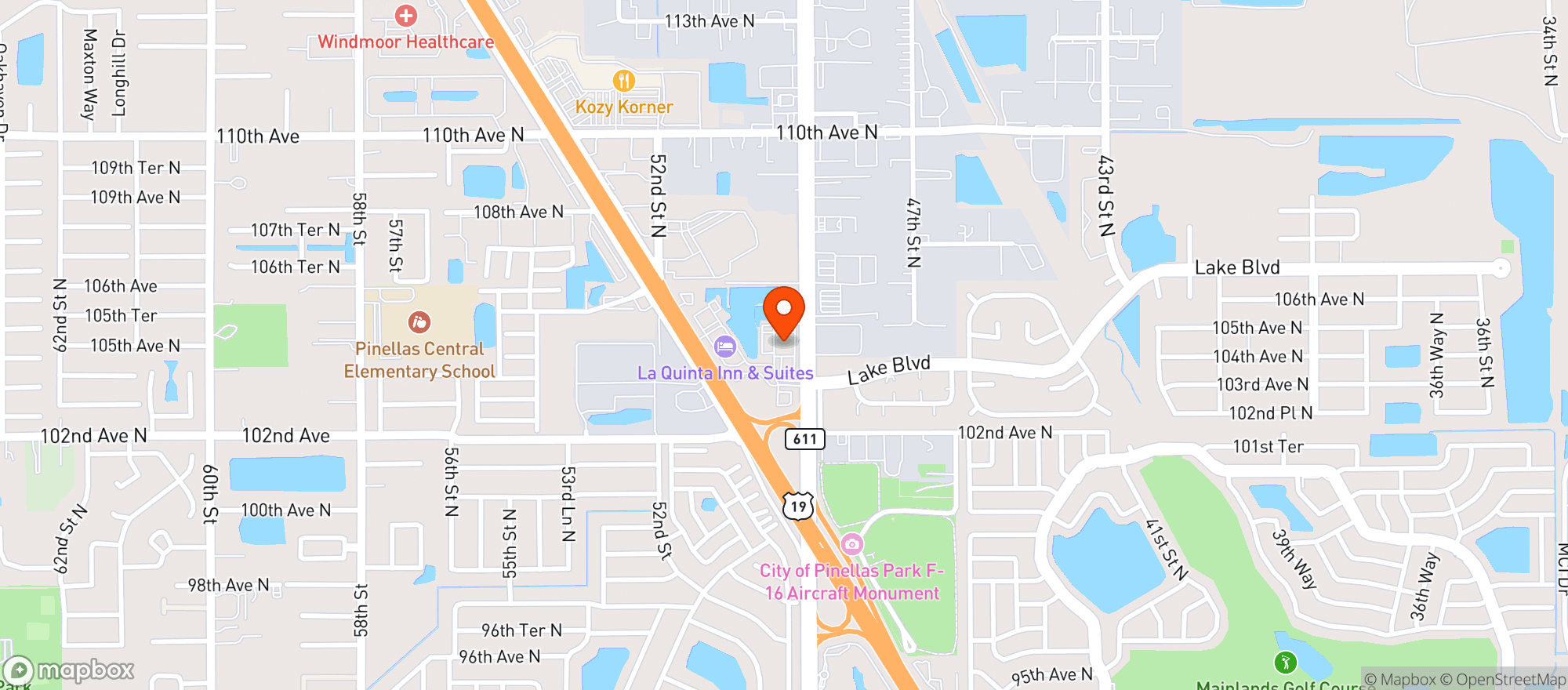Map showing Quaker Steak & Lube