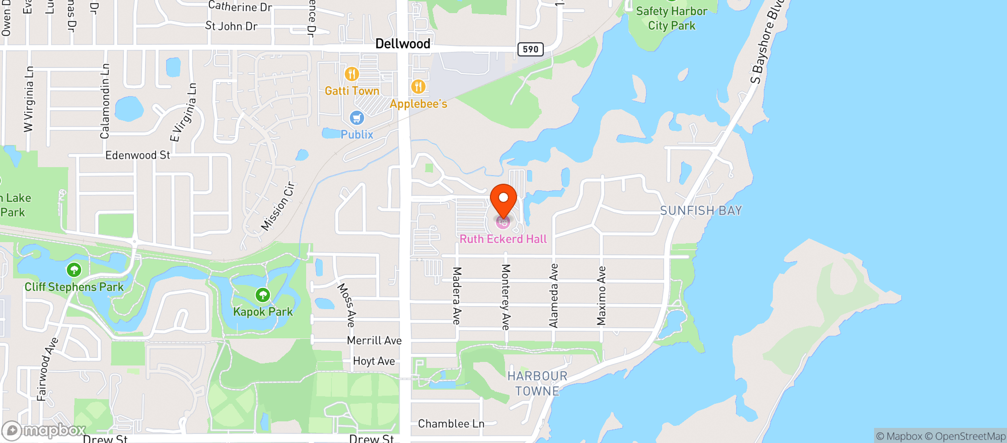 Map showing Ruth Eckerd Hall