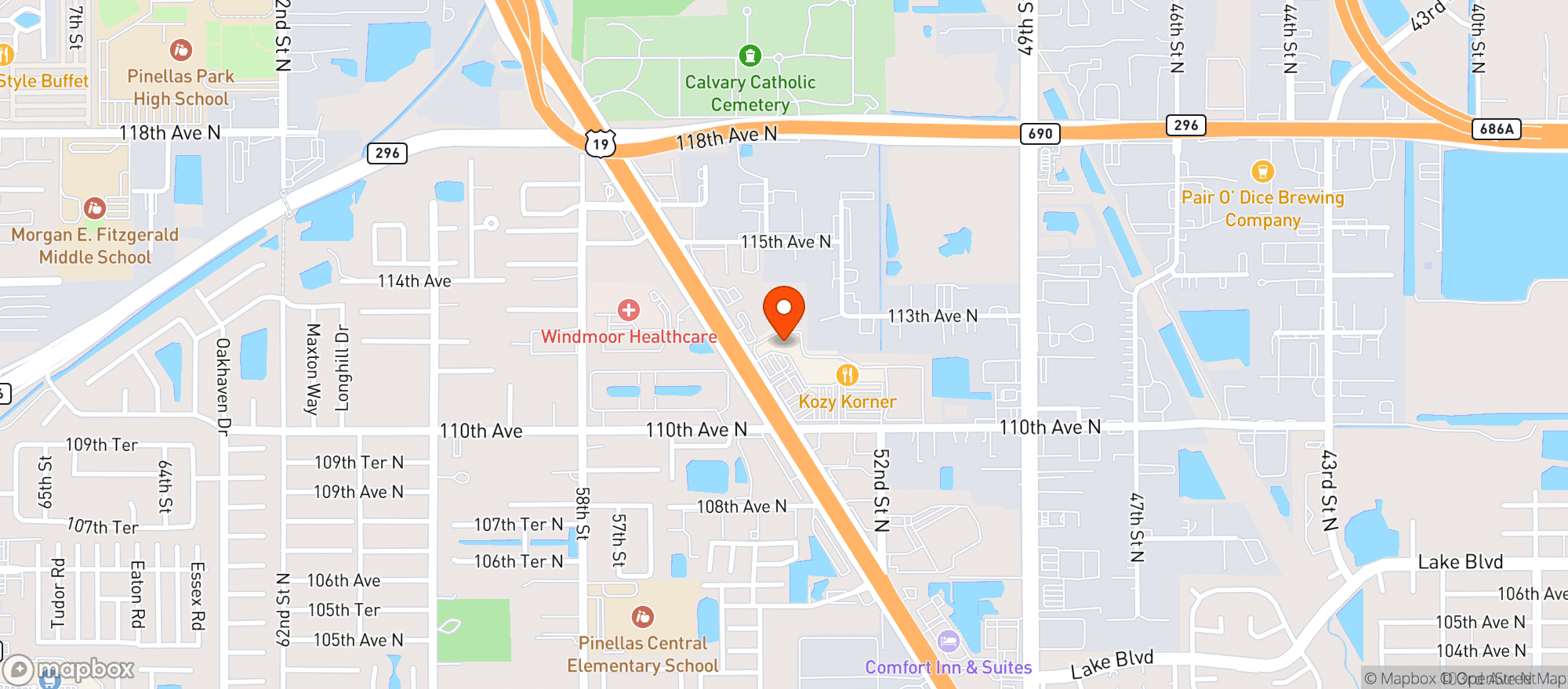 Map showing Kava House Brands - HWY 19