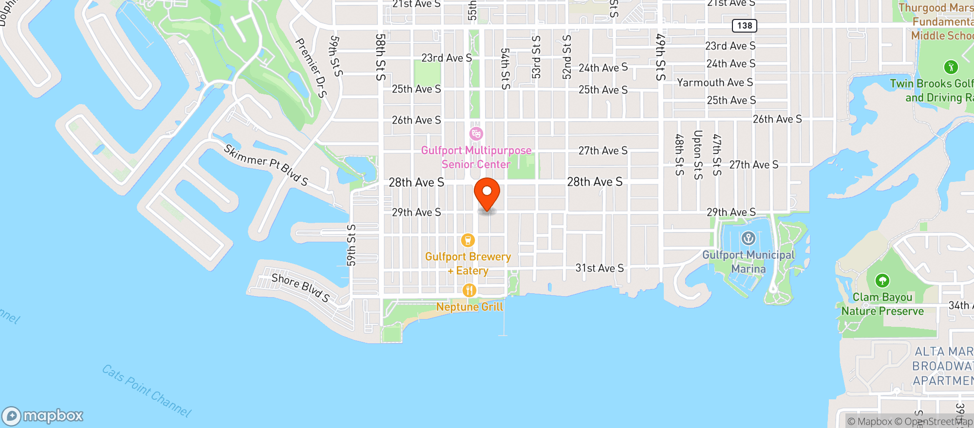 Map showing Gulfport Corner Store