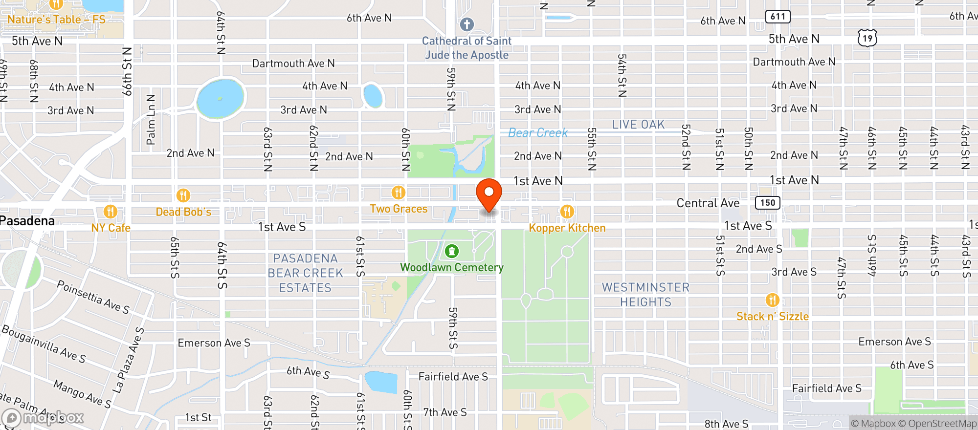 Map showing Exxon Tiger Mart