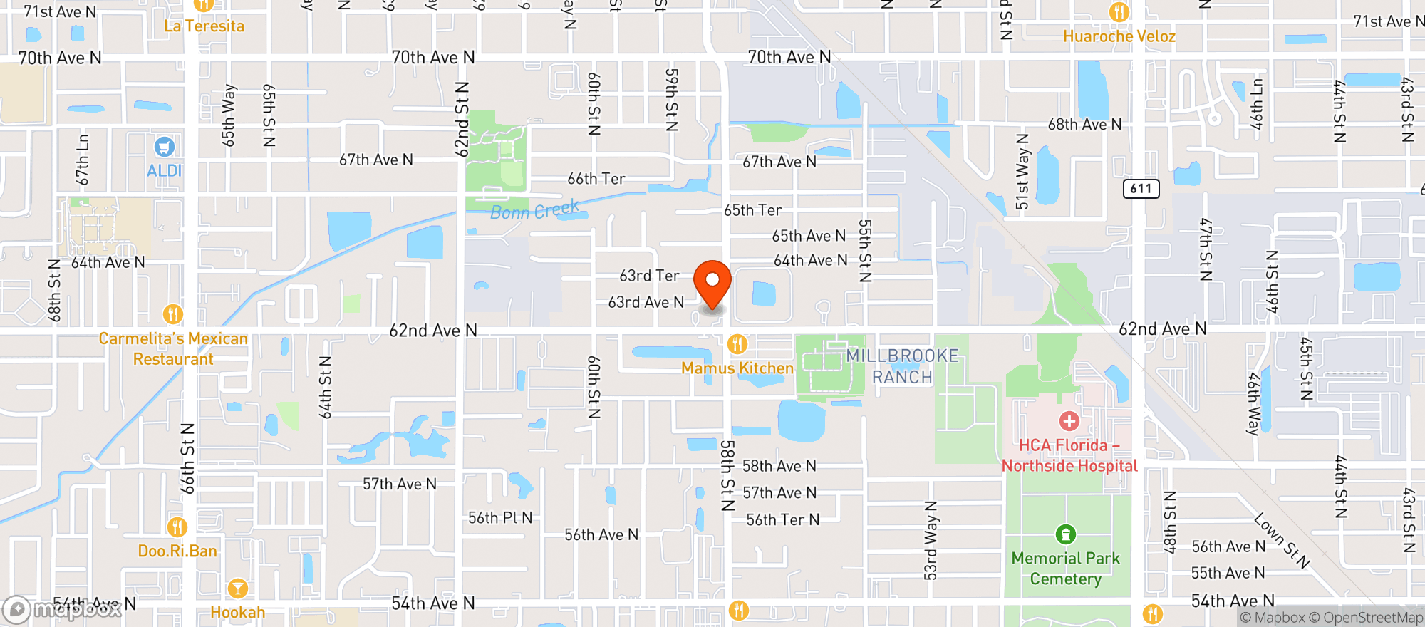 Map showing Friendly Food & Deli
