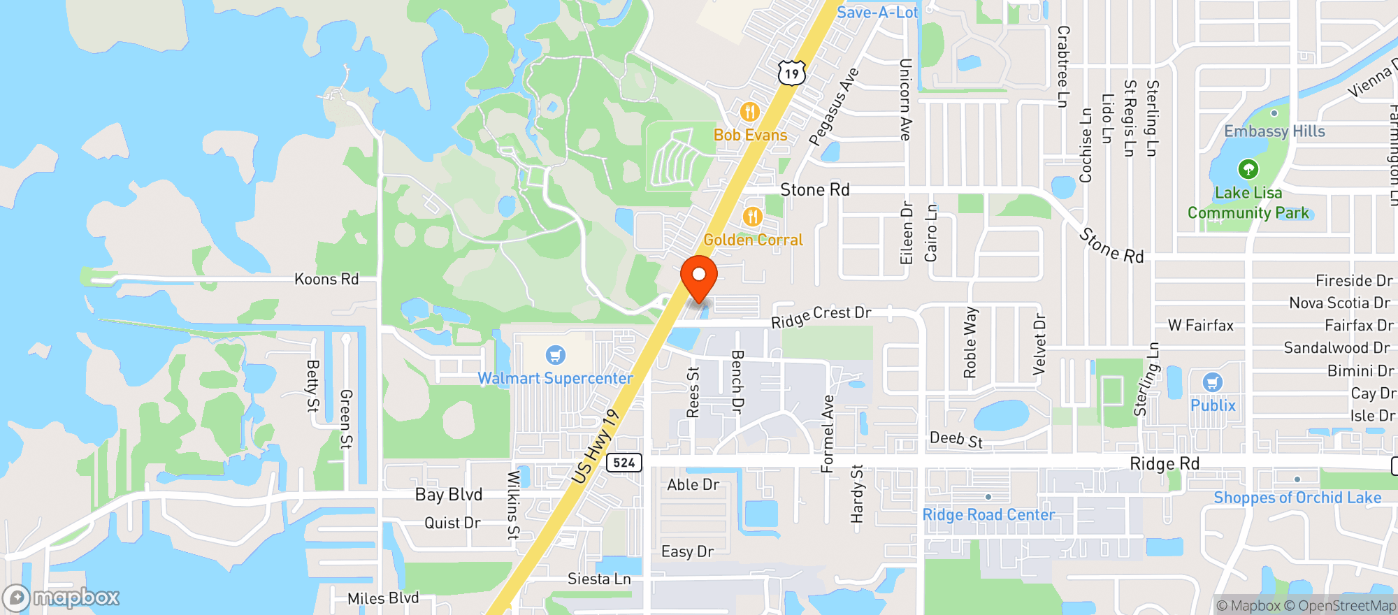 Map showing Lit Smoke Shop Port Richey