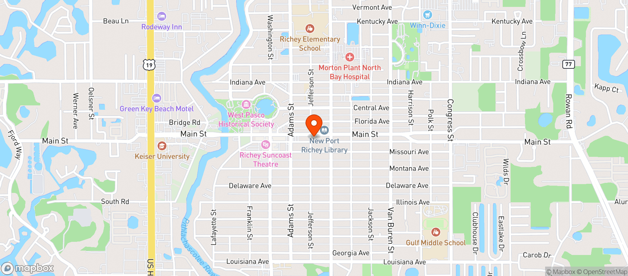 Map showing Main Street Food Mart