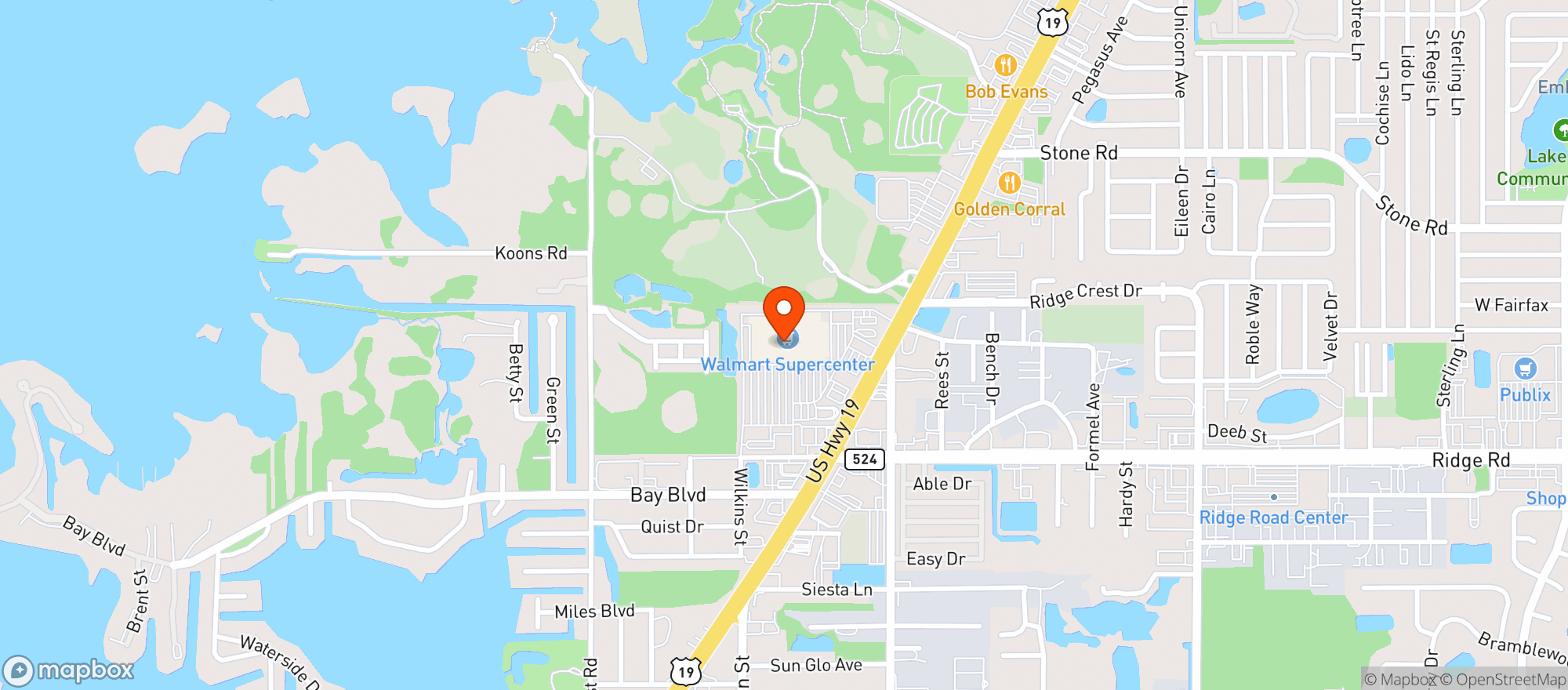 Map showing Wal - Mart #1085 Supercenter