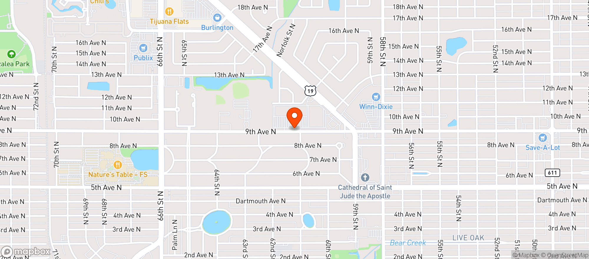Map showing Door Dash