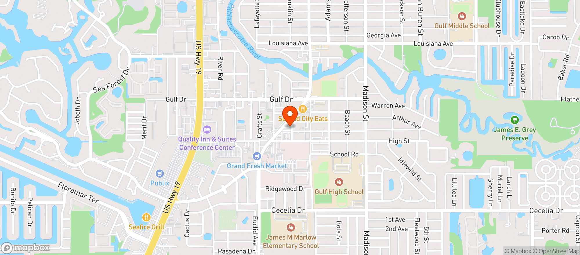 Map showing Tjs Bar Llc