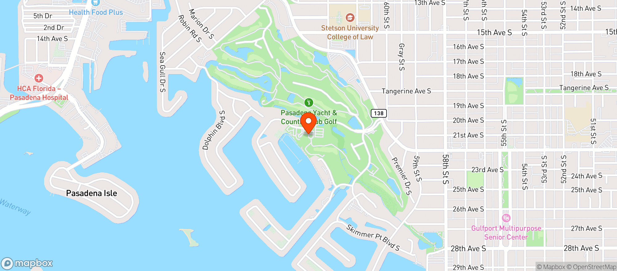 Map showing Pasadena Yacht & Country Club