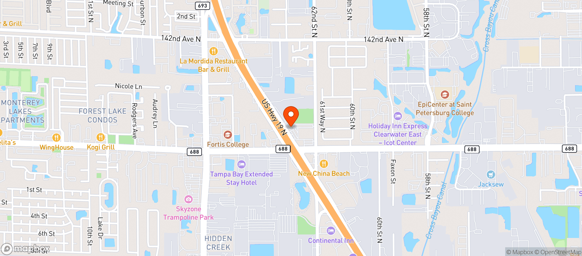 Map showing Oz Gentlemen's Club