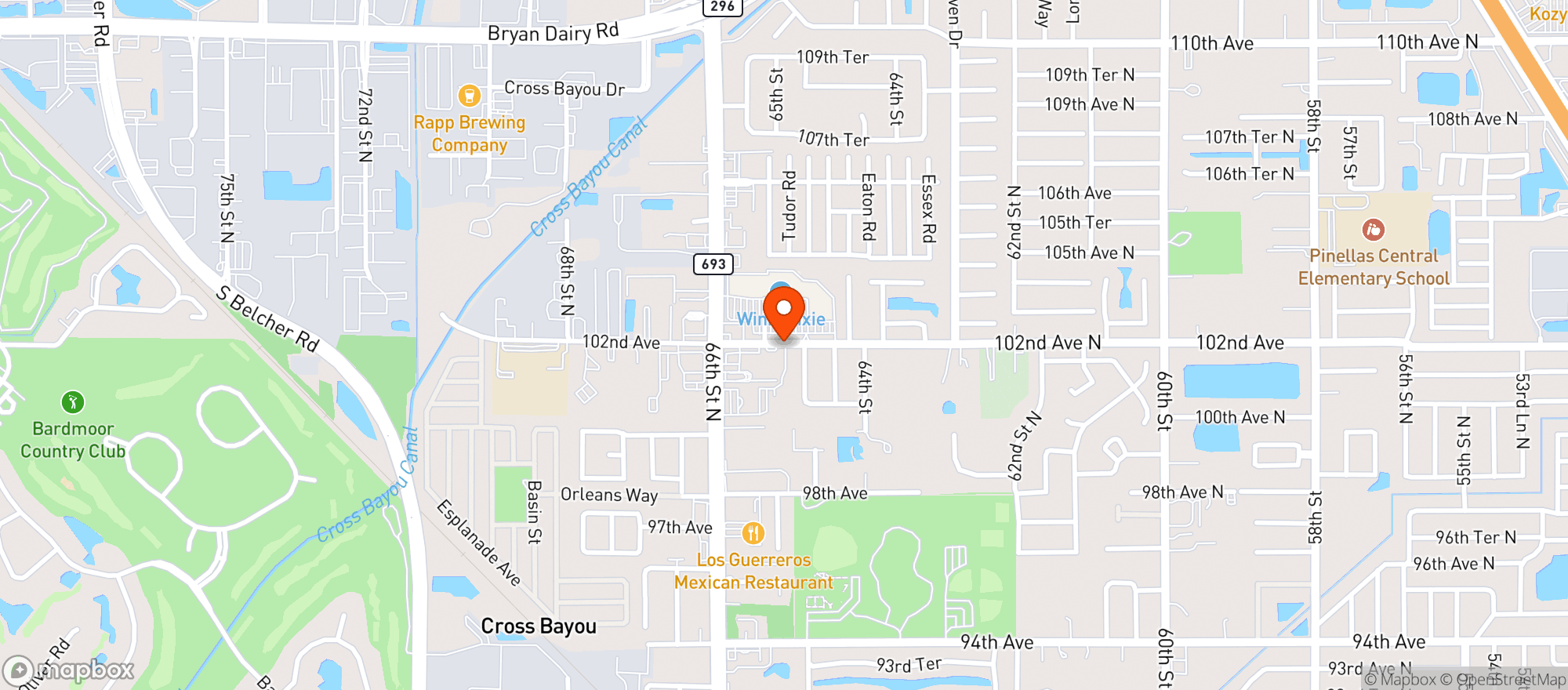 Map showing Winn Dixie