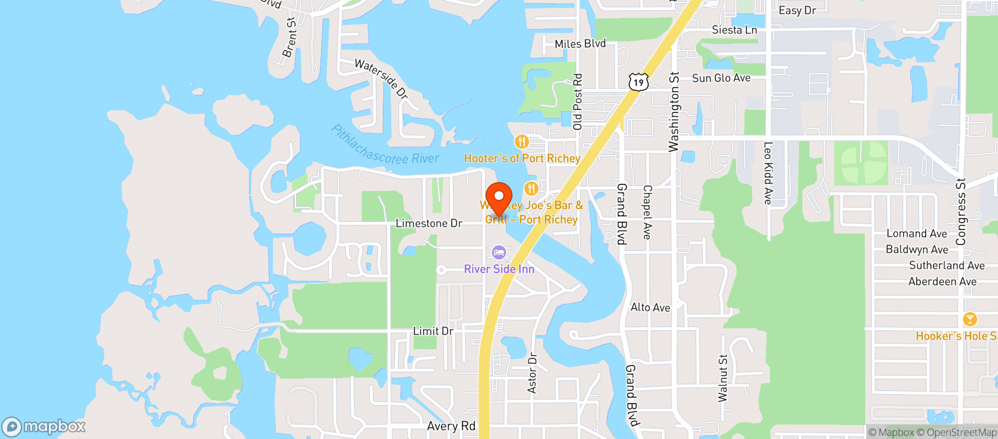 Map showing Whiskey River On The Water
