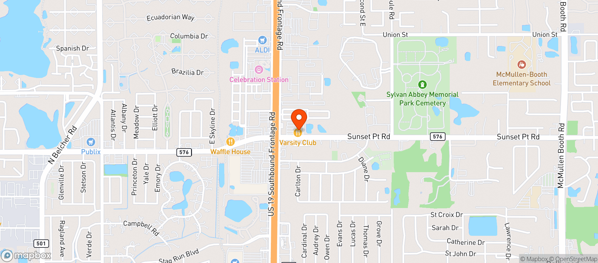 Map showing Varsity Club All American