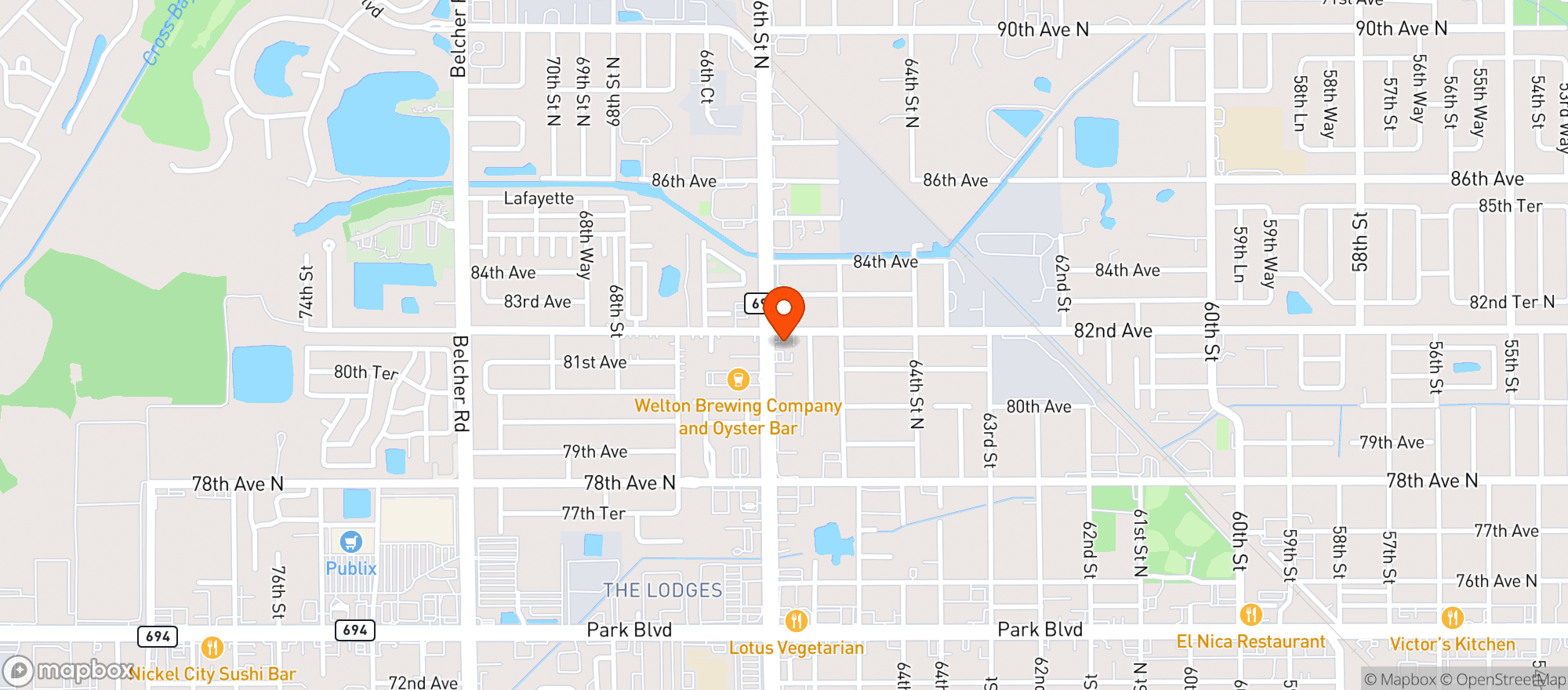 Map showing Pinellas Food Store
