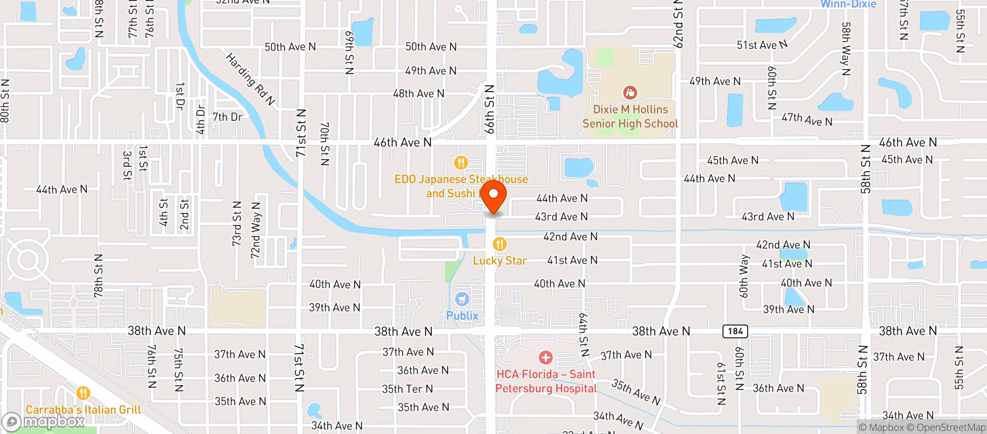 Map showing The Spot