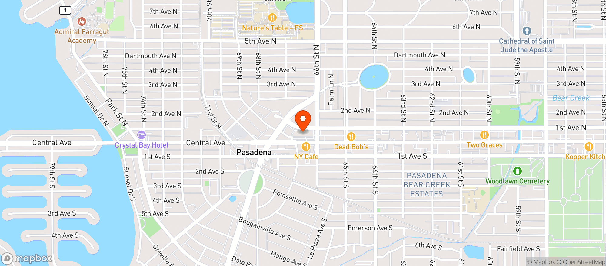 Map showing Earth Origins Market – St. Petersburg